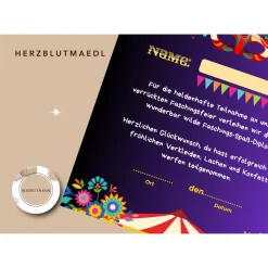 Faschingsurkunde für den Kinderfasching als Mitgebsel | Urkunde Fasching | A4 | Urkunden ausdrucken | Kinderparty |