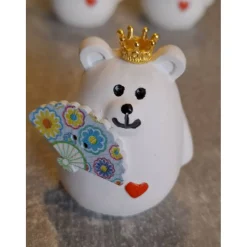 Fashion Bärchen aus Raysin mit Fächer und Krone - niedliche Dekoration oder kleines Geschenk