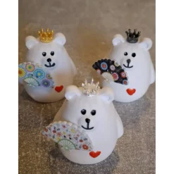 Fashion Bärchen aus Raysin mit Fächer und Krone - niedliche Dekoration oder kleines Geschenk