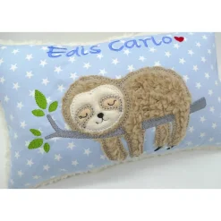Faultierkissen Sloth Namenskissen Taufkissen Kuschelkissen Kindergartenkissen Geburtsgeschenk Kinderkissen Taufgeschenk
