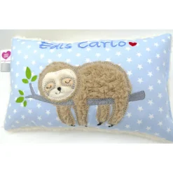 Faultierkissen Sloth Namenskissen Taufkissen Kuschelkissen Kindergartenkissen Geburtsgeschenk Kinderkissen Taufgeschenk