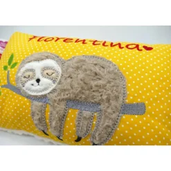 Faultierkissen Sloth Namenskissen Taufkissen Kuschelkissen Kindergartenkissen Geburtsgeschenk Kinderkissen Taufgeschenk