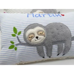 Faultierkissen Sloth Namenskissen Taufkissen Kuschelkissen Kindergartenkissen Geburtsgeschenk Kinderkissen Taufgeschenk