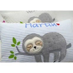 Faultierkissen Sloth Namenskissen Taufkissen Kuschelkissen Kindergartenkissen Geburtsgeschenk Kinderkissen Taufgeschenk