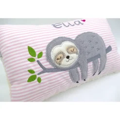 Faultierkissen Sloth Namenskissen Taufkissen Kuschelkissen Kindergartenkissen Geburtsgeschenk Kinderkissen Taufgeschenk