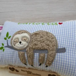 Faultierkissen Sloth Namenskissen Taufkissen Kuschelkissen Kindergartenkissen Geburtsgeschenk Kinderkissen Taufgeschenk