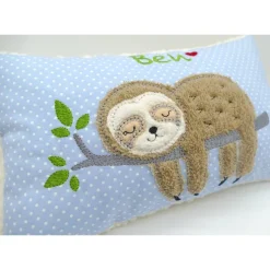 Faultierkissen Sloth Namenskissen Taufkissen Kuschelkissen Kindergartenkissen Geburtsgeschenk Kinderkissen Taufgeschenk