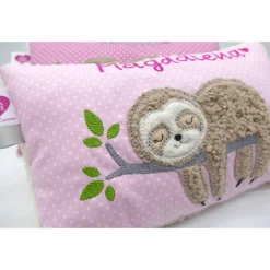 Faultierkissen Sloth Namenskissen Taufkissen Kuschelkissen Kindergartenkissen Geburtsgeschenk Kinderkissen Taufgeschenk