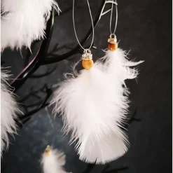 Federengel handgemacht – Unikat mit Glitzerkrone & Holzkopf, Dekoration zu Weihnachten