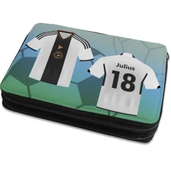 Federmappe gefüllt Fußball Trikot mit Name und Rückennummer personalisiert
