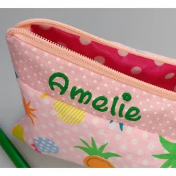 Federmäppchen Ananas rosa mit Namen personalisiert Mäppchen Schulmäppchen Schlamperle Brillenetui Schlampermäppchen