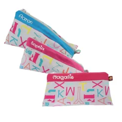 Federmäppchen Buchstaben blau mit Namen personalisiert Mäppchen Schulmäppchen Schlamperle Brillenetui Schlampermäppchen