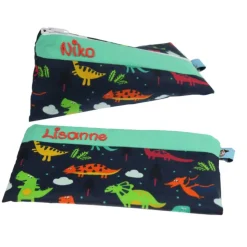 Federmäppchen Dinosaurier mit Namen personalisiert Mäppchen Schulmäppchen Schlamperle Brillenetui Schlamperle Organizer