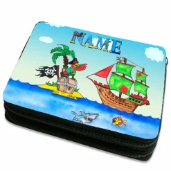 Federmäppchen inkl. Inhalt Motiv Piraten mit Name / personalisierbar / Seeräuber