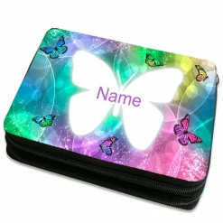Federmäppchen inkl. Inhalt Schmetterling mit Name / personalisierbar