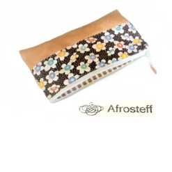 Federmäppchen, Kosmetiktasche braun geblümt