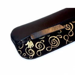 FEDERMÄPPCHEN Leder schwarz & Musik Notenschlüssel