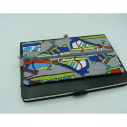 Federmäppchen, Schlampermäppchen, Stiftetasche mit Gummiband und Schuhen als Stoffmotiv