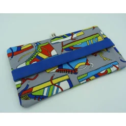 Federmäppchen, Schlampermäppchen, Stiftetasche mit Gummiband und Schuhen als Stoffmotiv