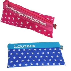 Federmäppchen Sterne Pink mit Namen personalisiert Mäppchen Schulmäppchen Schlamperle Brillenetui Schlampermäppchen