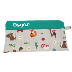 Federmäppchen Waldtiere grün mit Namen personalisiert Mäppchen Schulmäppchen Brillenetui Schlampermäppchen Etui