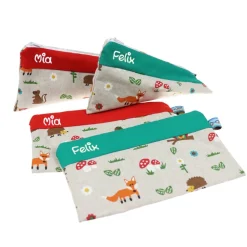 Federmäppchen Waldtiere grün mit Namen personalisiert Mäppchen Schulmäppchen Brillenetui Schlampermäppchen Etui