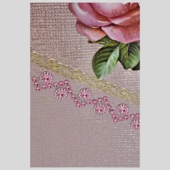 Feminine Geschenktasche mit 3D Blumenmotiv in Rosa