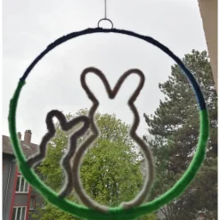 Fensterbild Hasen Deko! 2 verschiedene Stück mit Öse zum Aufhängen!