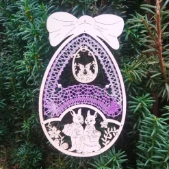 Fensterbild in Eiform handgeklöppelt Dekoration Fenster Unikat Osterei Ostern