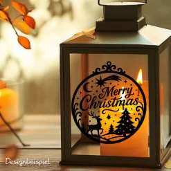 Fensterbild Kranz Aufkleber Merry Christmas Ornament Stil | Winterzeit Deko für Advent und Weihnachten, Exklusiv