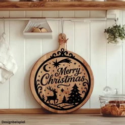 Fensterbild Kranz Aufkleber Merry Christmas Ornament Stil | Winterzeit Deko für Advent und Weihnachten, Exklusiv