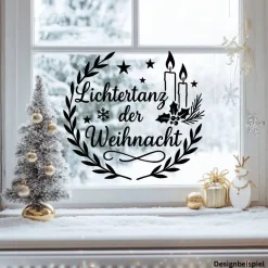 Fensterbild Kranz Aufkleber Lichtertanz der Weihnacht  | Winterzeit Deko für Advent und Weihnachten, Exklusiv