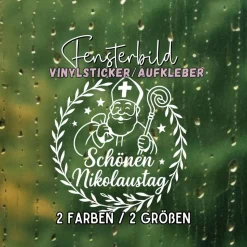 Fensterbild Kranz Aufkleber schönen Nikolaustag | Winterzeit Deko Adventzeit und Nikolaus , Exklusiv