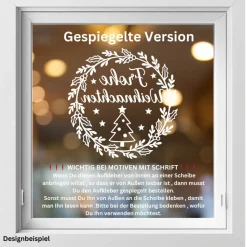 Fensterbild Kranz Aufkleber Frohe Weihnachten Mistelkranz | Winterzeit Deko für Advent und Weihnachten, Exklusiv
