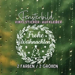 Fensterbild Kranz Aufkleber Frohe Weihnachten Mistelkranz | Winterzeit Deko für Advent und Weihnachten, Exklusiv