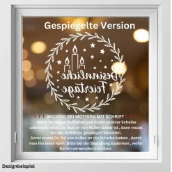 Fensterbild Kranz Aufkleber Besinnliche Feiertage| Winterzeit Deko für Advent und Weihnachten, Exklusiv