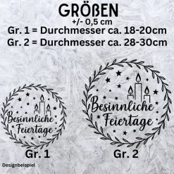 Fensterbild Kranz Aufkleber Besinnliche Feiertage| Winterzeit Deko für Advent und Weihnachten, Exklusiv