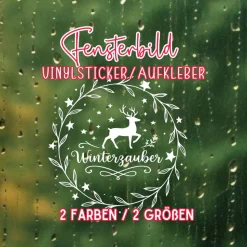 Fensterbild Kranz Aufkleber Winterzauber | Winterzeit Deko für Advent und Weihnachten, Exklusiv