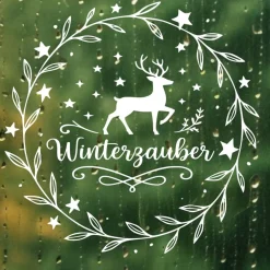 Fensterbild Kranz Aufkleber Winterzauber | Winterzeit Deko für Advent und Weihnachten, Exklusiv