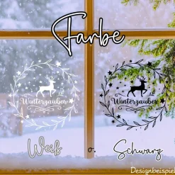 Fensterbild Kranz Aufkleber Winterzauber | Winterzeit Deko für Advent und Weihnachten, Exklusiv