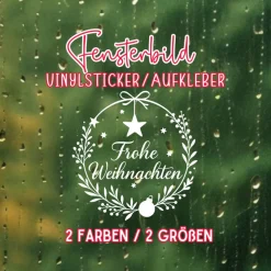 Fensterbild Kranz Aufkleber Frohe Weihnachten | Winterzeit Deko für Advent und Weihnachten, Exklusiv