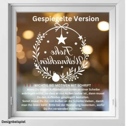 Fensterbild Kranz Aufkleber Frohe Weihnachten | Winterzeit Deko für Advent und Weihnachten, Exklusiv