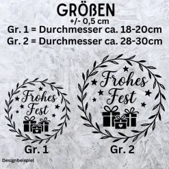 Fensterbild Kranz Aufkleber Frohes Fest Geschenke| Winterzeit Deko für Advent und Weihnachten, Exklusiv
