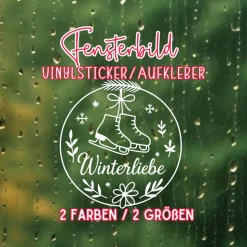 Fensterbild Kranz Aufkleber Winterliebe | Winterzeit Deko für Advent und Weihnachten, Exklusiv