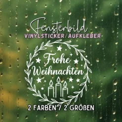 Fensterbild Kranz Aufkleber Frohe Weihnachten Kerzen | Winterzeit Deko für Advent und Weihnachten, Exklusiv