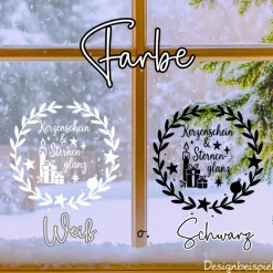 Fensterbild Kranz Aufkleber Kerzenschein & Sternenglanz  | Winterzeit Deko für Advent und Weihnachten, Exklusiv