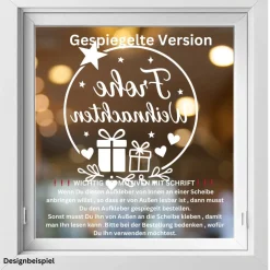 Fensterbild Kranz Aufkleber Frohe Weihnachten Geschenk | Winterzeit Deko für Advent und Weihnachten, Exklusiv
