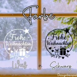 Fensterbild Kranz Aufkleber Frohe Weihnachten Geschenk | Winterzeit Deko für Advent und Weihnachten, Exklusiv