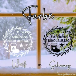 Fensterbild Kranz Aufkleber Fröhlichen Nikolaustag | Winterzeit Deko Adventzeit und Nikolaus , Exklusiv