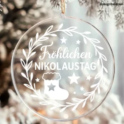 Fensterbild Kranz Aufkleber Fröhlichen Nikolaustag | Winterzeit Deko Adventzeit und Nikolaus , Exklusiv